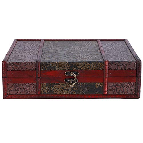 Joyero de madera tradicional, estilo oriental Caja de madera para accesorios de joyería Pequeño tesoro vintage Contenedores de decoración rústica para organizar una caja de almacenamiento antigua