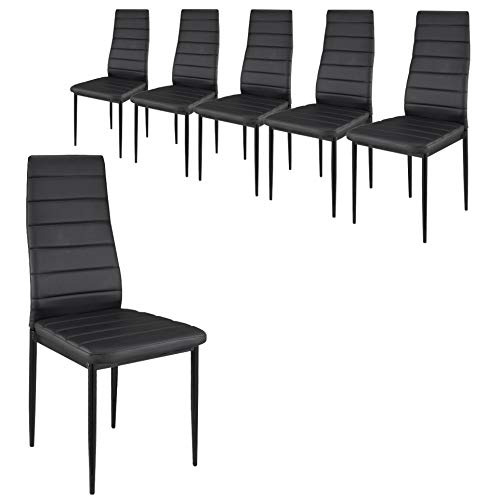  – Juego de sillas (piel sintética: juego de 2,4,6 y 8), negro, Lot de 6
