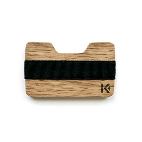 KARCAJ® Kendo - Cartera Tarjetero Minimalista Elaborada en Maderas Nobles para Hombre y Mujer con Capacidad para Tarjetas de Crédito y Billetes (Roble)