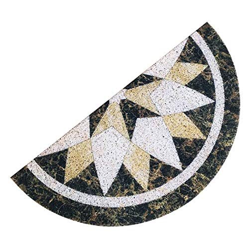 Karrychen Felpudo semicircular, Antideslizante, patrón de mármol, Media Luna, Alfombrilla de PVC, 30X60cm - 1#