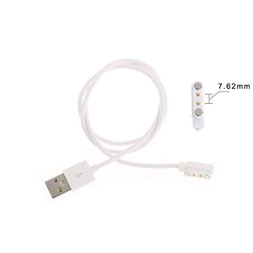 KERDEJAR Cable de Carga USB magnético de 80 cm para Pulsera de Reloj Inteligente con Enchufe magnético para distancias de 2 Pines Cable de alimentación de 7,62 mm