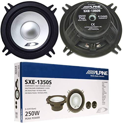 Kit Sistema de 2 vías Compatible con Alpine SXE-1350S 13.00 cm 130 mm 5" Altavoces 40 vatios rms y 250 vatios MAX impedancia 4 ohmios sensibilidad 90 db, en Pares