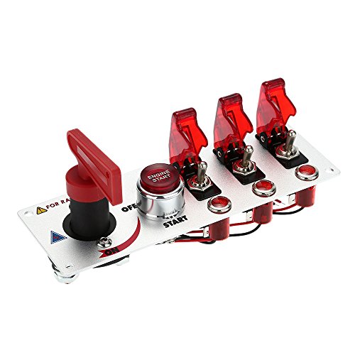 KKmoon Interruptor de Encendido Botón de Panel DIY Modificación de Coche Interruptor Accesorios para Racing Sport Car Competitiva con Indicador LED Rojo