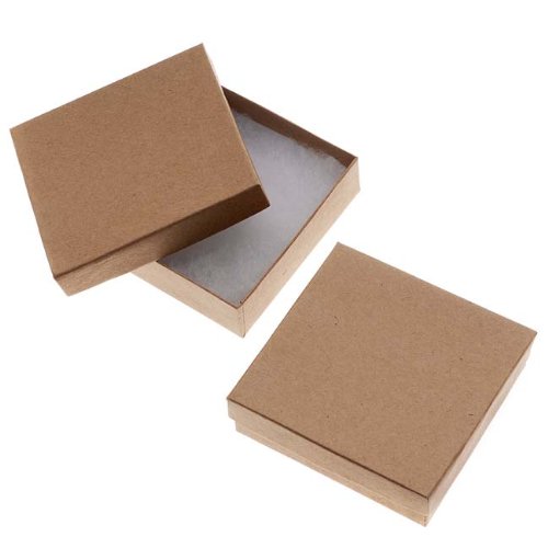 Kraft Brown Square Cardboard Jewelry Boxes 3.5 x 3.5 x 1 Inches (100) by Beadaholique