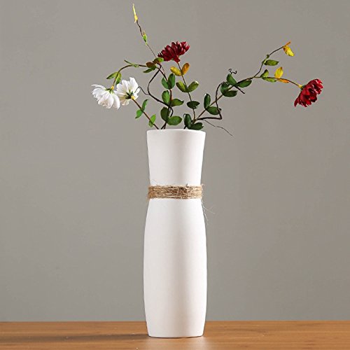 LAMF Jarrón de cerámica minimalista de color blanco con diseño único de cuerda diferente para decoración del hogar, oficina y escritorio