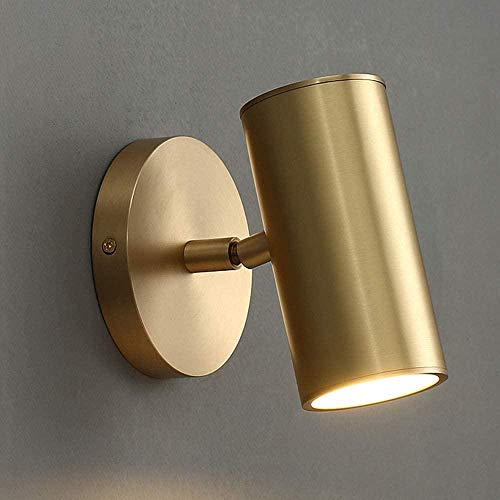 Lámpara de pared de noche de dormitorio de cobre totalmente dorado, faros de espejo simple, pasillo, fondo, diseño de pared, modelo, lámpara de pared para casa, 155 * 120 * 165 (mm)
