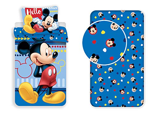 LesAccessoires Mickey - Juego de cama (3 piezas, 100% algodón), diseño de Mickey