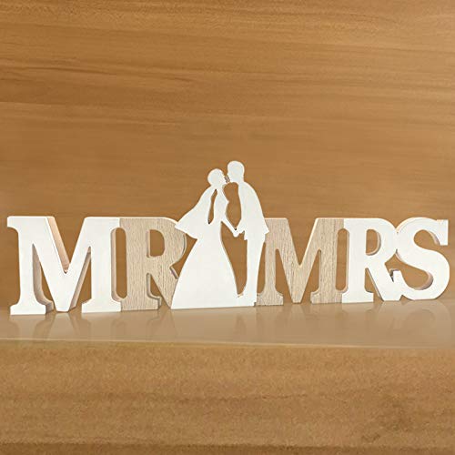 Letras de Madera Mr and Mrs, Decoración de la Muestra de la Tabla del Aniversario del Compromiso de La Decoración de la Boda de Las Letras de Madera