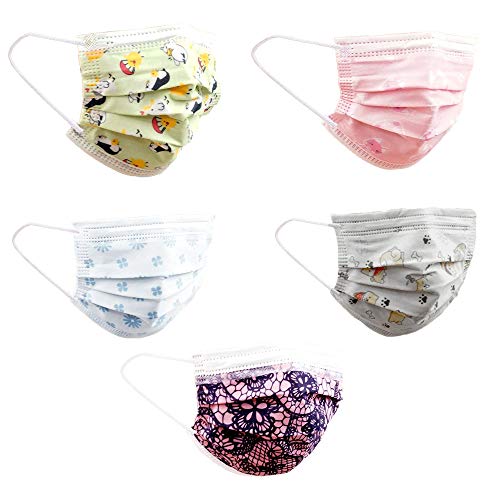 LIVEFISH 50 mascarillas higiénicas infantil desechable con 5 dibujos diferentes de niña de 3 capas surtidos (50 pcs surtida de niña) LIVEFISH 50 mascarillas higiénicas infantil desechable con 5 dibujos diferentes de niña de 3 capas surtidos (50 pcs surtida de niña)
