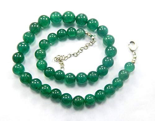 LOVEKUSH LKBEADS - Collar largo redondo de cuarzo verde, 9 x 13 mm, brillo completo y color, 48 cm de largo, código HIGH-47323