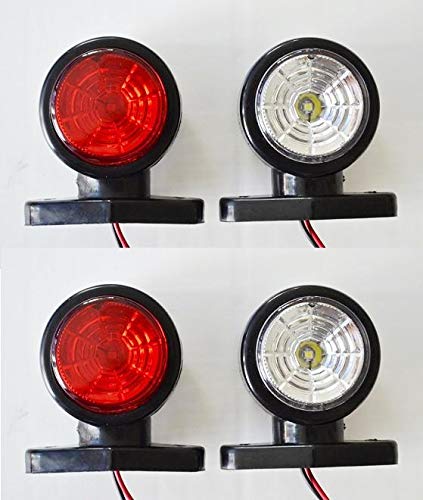 Luces de gálibo laterales de color blanco y rojo para camiones, remolques, caravanas, SUV, furgonetas, 2 unidades de 24 V.