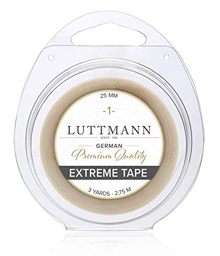 LUTTMANN® Extreme Tape - 25 mm Cinta adhesiva de sujeción extrema de calidad superior rollo adhesivo transparente para sistemas de cabello, postizos, pelucas, peluquines y extensiones