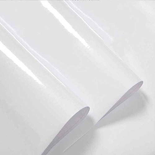 LZYMLG Brillo impermeable autoadhesivo Pvc vinilo papel tapiz rollo para cocina papel de pared muebles escritorio decorativo Blanco 1
