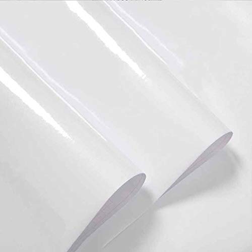 LZYMLG Brillo impermeable autoadhesivo Pvc vinilo papel tapiz rollo para cocina papel de pared muebles escritorio decorativo Blanco 1 LZYMLG Brillo impermeable autoadhesivo Pvc vinilo papel tapiz rollo para cocina papel de pared muebles escritorio decorativo Blanco 1