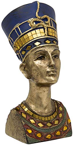 Maturi Busto Dorado Nefertiti la Gran Esposa Real de Akhenaten Cabeza de pie Libre - 18 cm