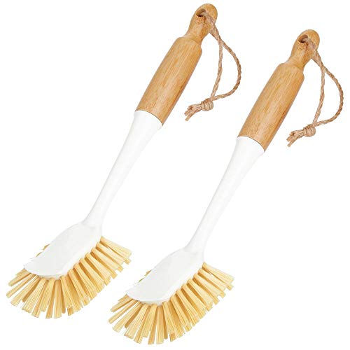mDesign Juego de 2 cepillos de bambú para fregar platos – Cepillo con mango para ollas, sartenes, vajilla y cubiertos – Escobilla friegaplatos adecuada para limpiar verduras – blanco/natural mDesign Juego de 2 cepillos de bambú para fregar platos – Cepillo con mango para ollas, sartenes, vajilla y cubiertos – Escobilla friegaplatos adecuada para limpiar verduras – blanco/natural