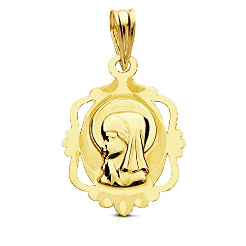 Medalla oro 9k Virgen Niña marco 20mm. [AB3219GR] - Personalizable - GRABACIÓN INCLUIDA EN EL PRECIO