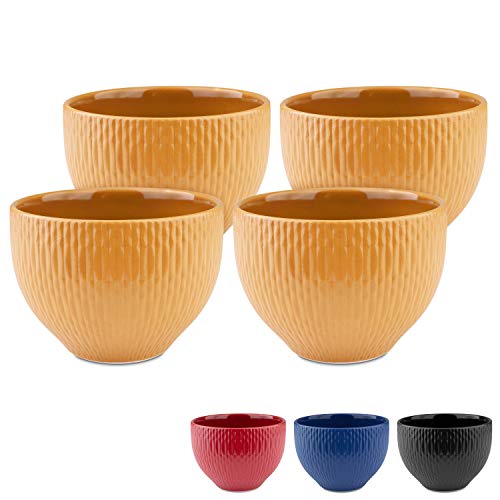MELOX Juego de 4 tazas de capuchino, 4 x 90 ml en los colores negro, azul, rojo, amarillo | Juego de 4 tazas para capuchino o café | Porcelana gruesa de alta calidad (amarillo) MELOX Juego de 4 tazas de capuchino, 4 x 90 ml en los colores negro, azul, rojo, amarillo | Juego de 4 tazas para capuchino o café | Porcelana gruesa de alta calidad (amarillo)