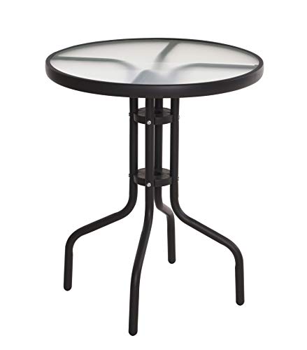 Mesa redonda de metal y cristal – 70 x 60 cm – Mesa de bar con tablero de cristal – Mesa de jardín balcón terraza mesa mesa mesa mesa mesa mesa mesa mesa negra