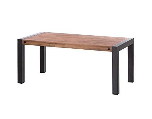 Meubletmoi - Mesa de comedor extensible 200/250 x 90 cm, estilo industrial de madera maciza y metal, diseño Factory Vintage