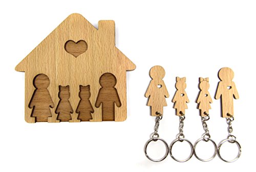 MiMi - Colgador de llaves con conjunto de llaveros - Familia con dos hijas