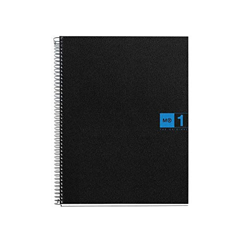 Miquelrius - Cuaderno A4, 80 hojas (franja de un color), cuadrícula 5 mm, tapa de polipropileno color negro/azul