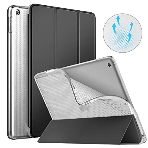 MoKo Funda para iPad 9.7 2018/2017, Protectora Soporte Slim Smart Case con Posterior Transparente TPU Suave con Auto Sueño/Estela para iPad 9.7 Inch (iPad 5, iPad 6) - Negro