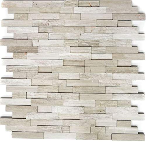 Mosaico azulejos mármol piedra natural ladrillo gris rayas MOS40-3D20