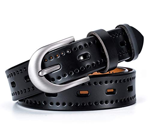 MRACSIY Mujeres Hebilla De Pasador Cinturón Antigüedad Casual cinturón de cuero (Negro) MRACSIY Mujeres Hebilla De Pasador Cinturón Antigüedad Casual cinturón de cuero (Negro)