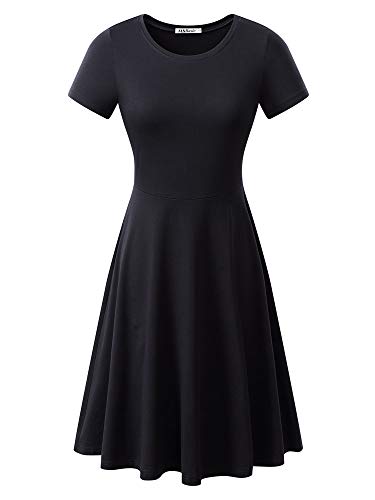 MSBASIC Midi Falda Casual de Manga Corta de Cuello Redondo de Verano a Media Pierna Acampanada para Las Mujeres 18021-3 Large MSBASIC Midi Falda Casual de Manga Corta de Cuello Redondo de Verano a Media Pierna Acampanada para Las Mujeres 18021-3 Large
