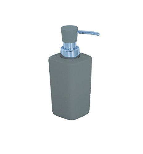 MSV 141029 - dispensador de jabón de cerámica Gel de sílice de Revestimiento Suave al Tacto, Gris, 6 x 16 cm