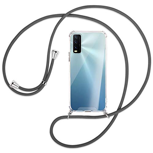 mtb more energy® Collar Smartphone para Vivo Y20s, Vivo Y11s (6.51'') - Gris Oscuro - Funda Protectora ponible - Carcasa Anti Shock con Cuerda Correa