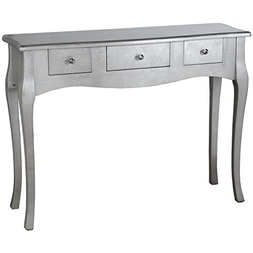 Muebles Alfafar Mesa de Entrada Consola de 3 Cajones, Madera, Plata, 33x80x105 cm Muebles Alfafar Mesa de Entrada Consola de 3 Cajones, Madera, Plata, 33x80x105 cm