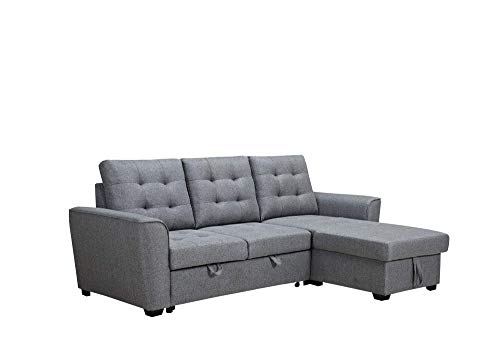 MUEBLIX.COM | Sofa Cama 3 Plazas Chaiselongue Intercambiable Taylor | Sofas de Salón Modernos | Asientos y Respaldo Espuma | Sofa con Estructura de Madera y Patas Metal | Color Gris