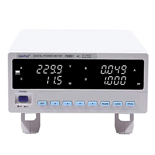 Multimetro Digital Multimetro Medidor de potencia TRMS digital PM9801 Energía eléctrica Testador de energía 3V-600V, corriente de 5 mA- 20A, potencia activa 0.1W-12kw, factor de potencia 0.001-1.000,