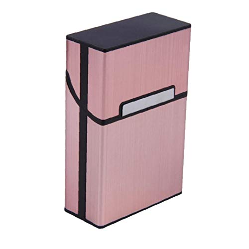 NaisiCore Caja portátil de Metal de Cigarrillos del Bolsillo de Aluminio Durable de la Caja del sostenedor del cigarro del Tabaco de Oro Rosa
