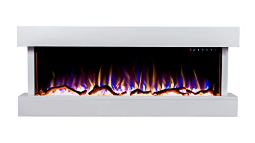 Noble Flame Atlanta - Chimenea Eléctrica Chimenea de Pared Kamin-Ofen – 1100mm Ancho Incl. Pieza Chimenea Eléctrica con Función de Calefacción – 3 Flammeneffekte - Blanco