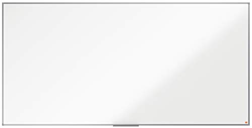 Nobo Pizarra No Magnética de Melamina, 2400 x 1200 mm, Marco de Aluminio, Fijado a la Pared con Montaje en las Esquinas, Bandeja para Rotuladores, Gama Essence, Blanco, 1915223