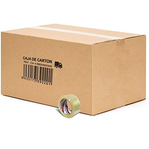 OCEANO Paquete de 10 cajas para mudanzas + Un rollo de cinta adhesiva transparente （100m x 48cm）, cajas para mudanzas, envíos, almacenamiento y transporte. (600x400x400mm)