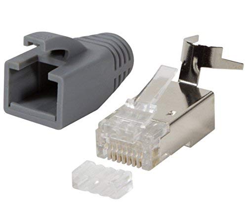odedo® 10 Unidades Crimp Conector Gris Cat 7, Cat 7 a, Cat 6 A para – hasta 8 mm 10 Gbit Gigabit Ethernet Starre o Flexible Conductores 1.2 mm de 1.45 mm RJ45 Conector Metal