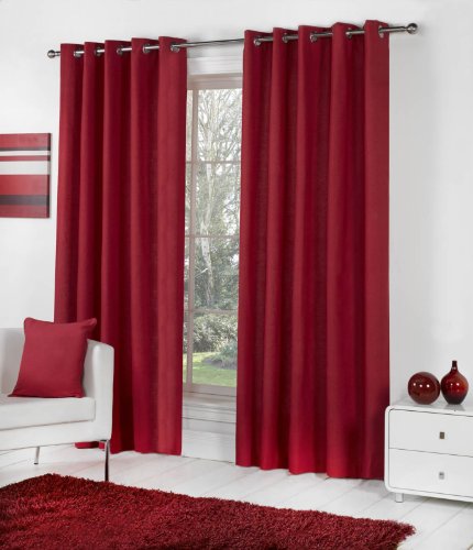 Ojal Cortinas, 100% algodón, cortinas, contiene Pack 2 cortinas, color rojo, tela, rojo, 168cm breit x 228cm lang