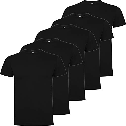 Pack 5 | Camiseta Algodón Hombre | Camiseta Básica Hombre Premium | Manga Corta (Negro, 3XL)