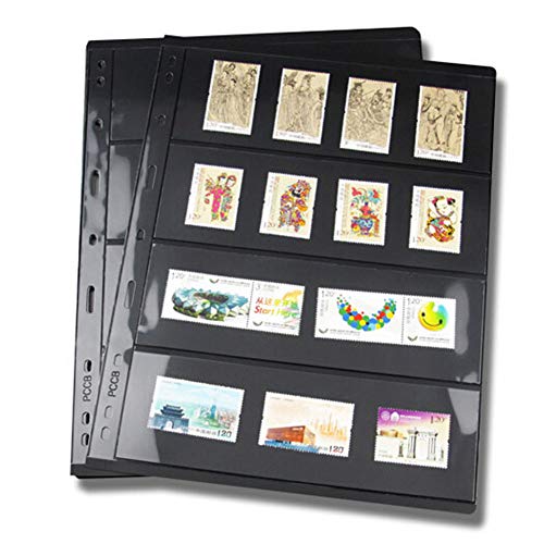 Páginas de sellos de 10 piezas por lote, rejilla estándar, no incluye cubierta, colección de portalámparas de PVC de doble cara, líneas de álbum, hojas sueltas, 9 agujeros