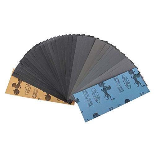 Papel de Lija, 45 Pieza 120 a 3000 Grit Surtido Papel Lija, de 9x3.6 pulgadas para lustramuebles de madera, metal de lijado y abrillantar coche