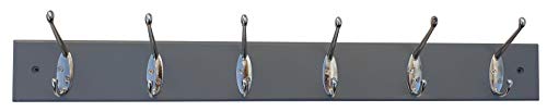 Perchero de madera con ganchos de metal, perchero de pared, perchero, perchero, perchero, perchero, perchero, perchero, perchero, perchero, perchero, barra (metal), color gris Perchero de madera con ganchos de metal, perchero de pared, perchero, perchero, perchero, perchero, perchero, perchero, perchero, perchero, perchero, barra (metal), color gris