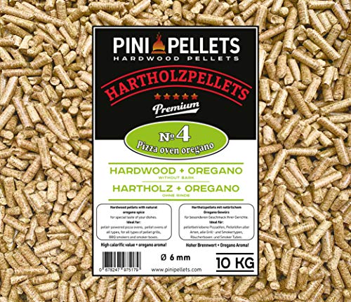 PINI Pellets de Madera Dura № 4 BBQ Horno de Pizza Orégano 10 Kg para hornos de Pizza con pellets PINI Pellets de Madera Dura № 4 BBQ Horno de Pizza Orégano 10 Kg para hornos de Pizza con pellets