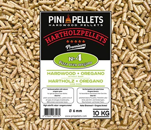 PINI Pellets de Madera Dura № 4 BBQ Horno de Pizza Orégano 10 Kg para hornos de Pizza con pellets