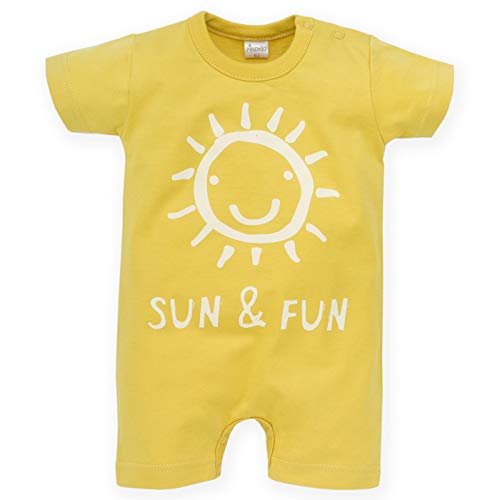 Pinokio - Sun & Fun - Mono Mameluco Romper Bebé Baby Niños Niñas Unisex 100% Algodón Azul Amarillo Verano 62-86 cm (68, Amarillo)