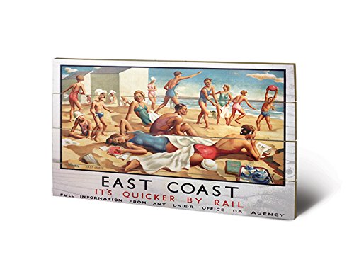 Pirámide Internacional Costa Este Playa Impresión, Madera, Multicolor, 45 x 76 x 1,3 cm