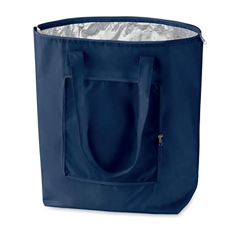 Publiclick® Lote 5 unidades Bolsa compra isotérmica pleg. PLIC azul,Medidas 41X14X44 CM,Bolsa isotérmica plegable de poliéster 210T con lámina de aluminio en el interior.